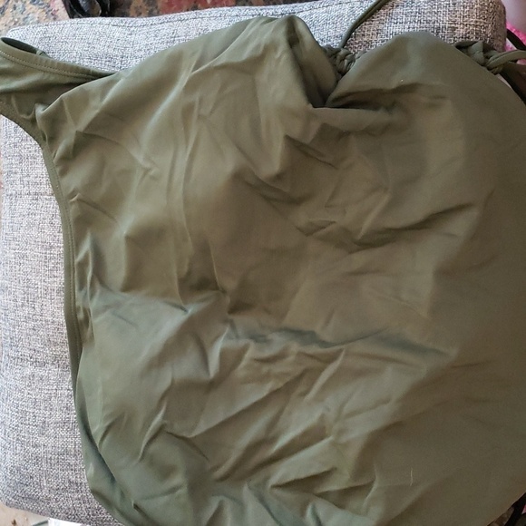 Viottiset One Shoulder Ruched Tummy Control High Cut Army Green Swim Suit SZ XL - Picture 7 of 11